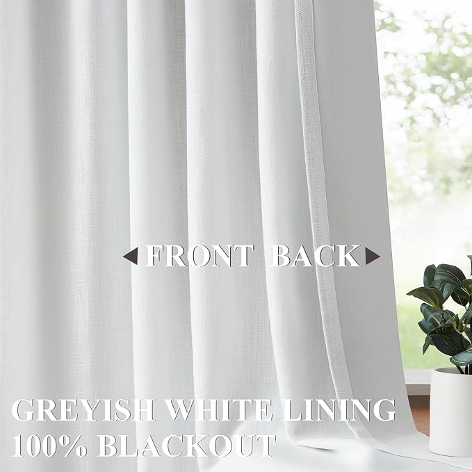 Vision Home White Pinch Pleated Full Blackout Curtains Thermal Insulated Window Curtains 102 inch for Living Room Bedroom Room Darkening Pinch Pleat Drapes with Hooks Back Tab 2 Panel 102" Lx40 W