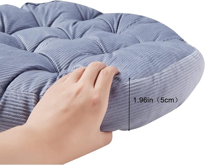 Big Hippo 22" Large Floor Pillow Cushion - Soft Corduroy Seating for Adults, High Rebound Meditation Support to Relieve Pressure on Hard Floors, Yoga & Reading Nook (Gray)