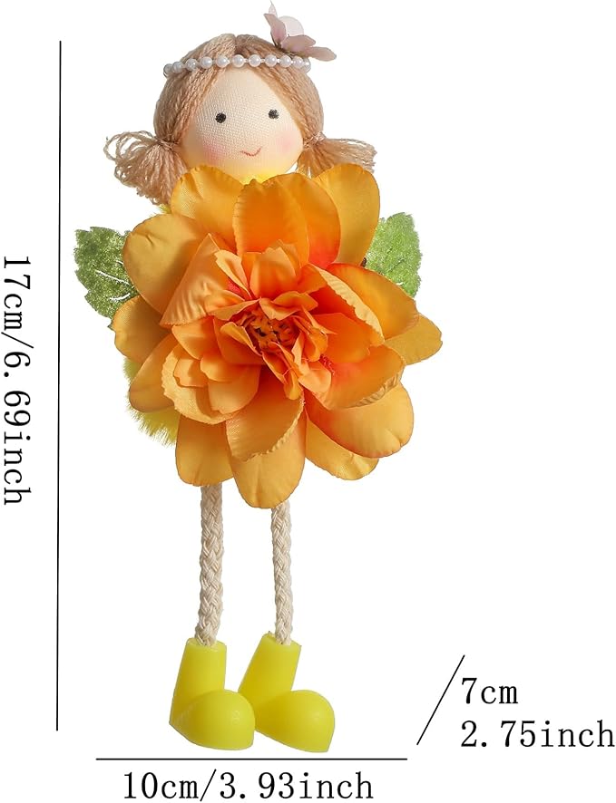 Eimilaly Four-Color Flower Fairies Ornaments Spring Gnome for Home Decorations, Tomte Gnomes Set Ornaments for Garden or Rustic Theme Party Gnome Decor - 4PCS