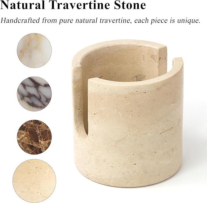 Natural Marble Sponge Holder, Sink Caddy for Kitchen Counter, Marble Decor Dish Sponge Holder with Anti-Slip Pad for Kitchen Sink Countertop, Fast Drying Rack, Sponge Caddy - Travertine