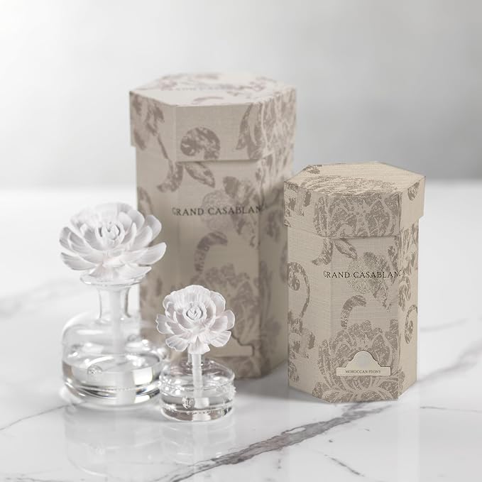 Zodax Grand Casablanca Porcelain Oil Diffuser - 6.76 oz -Moroccan Peony