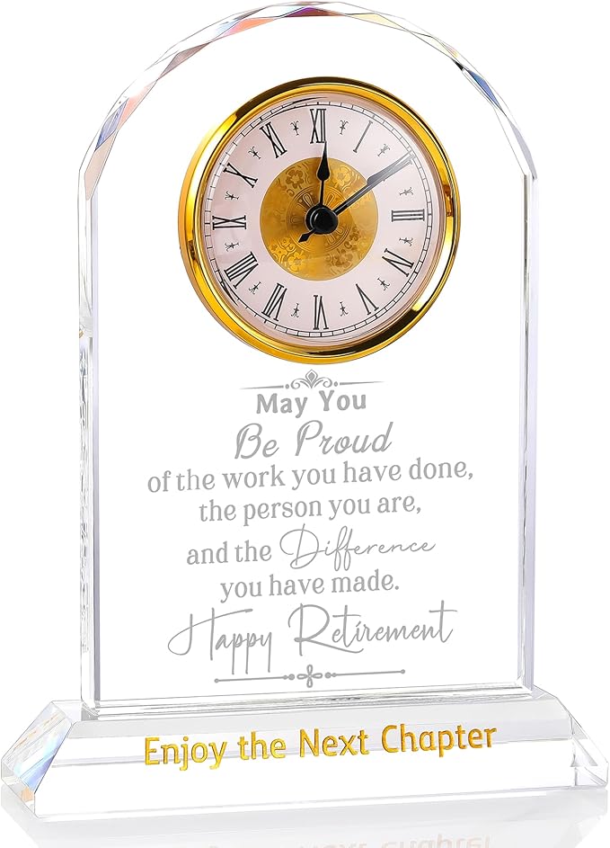 Ornalrist Retirement Gifts for Women Men K9 Crystal Clock, Going Away Gifts for Coworker Best Congratulations Retired Gifts Boss Leaving Presents for Teacher Friend