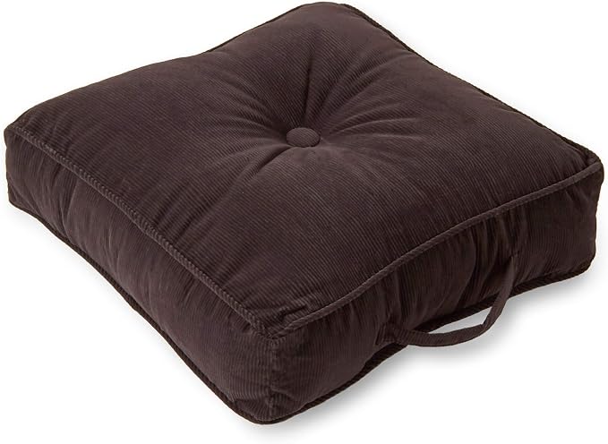 Greendale Home Fashions Omaha Corduroy 21" Square Floor Pillow with Carry Handle, Steel