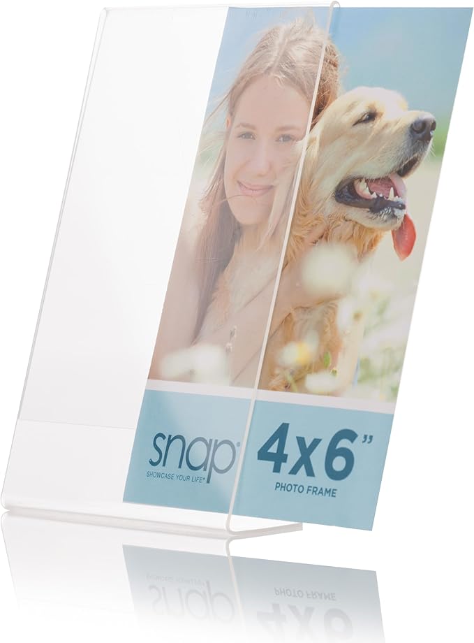 Set of 12 Snap - 4"x6" Clear Acrylic Self Standing Photo Frames - Perfect for Showcasing Memories in Style - Versatile and Durable Design for Home or Office Décor - Rectangular TableTop - Single Picture Frame