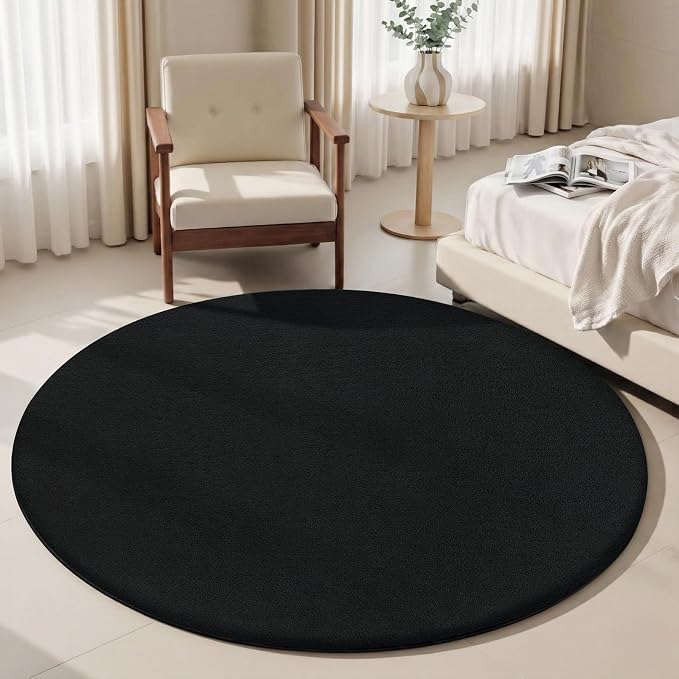 Sour Lemon 4ft Round Rugs for Bedroom, Circle Area Rugs for Living Room, Soft Fluffy Shaggy Carpet for for Living Room Playroom Kids Room Home Decor Aesthetic