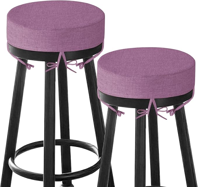 Bar Stool Cushions Round 3" Thick Round Seat Cushions for Chairs 2 Pack Non Slip Bistro Chair Pads with Machine Washable Cover (12 Inch, Purple)