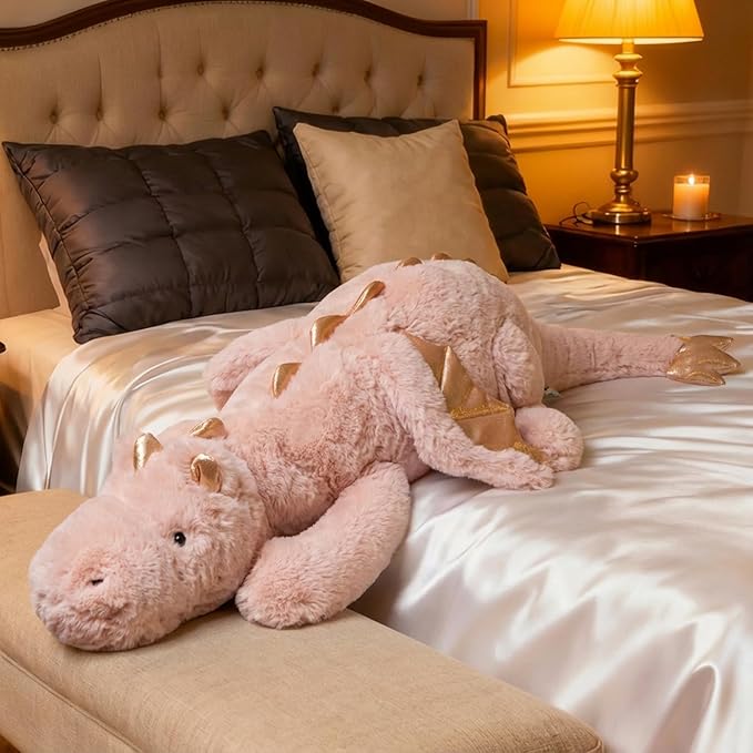 ARELUX Giant 50in 3Lb Big Pink Dragon Large Stuffed Animals Cute Plush Toy Fuzzy Jumbo Dinosaur Pillow Plushies with Wings Cuddly Soft Pterosaur Plushie for Friends Family Member