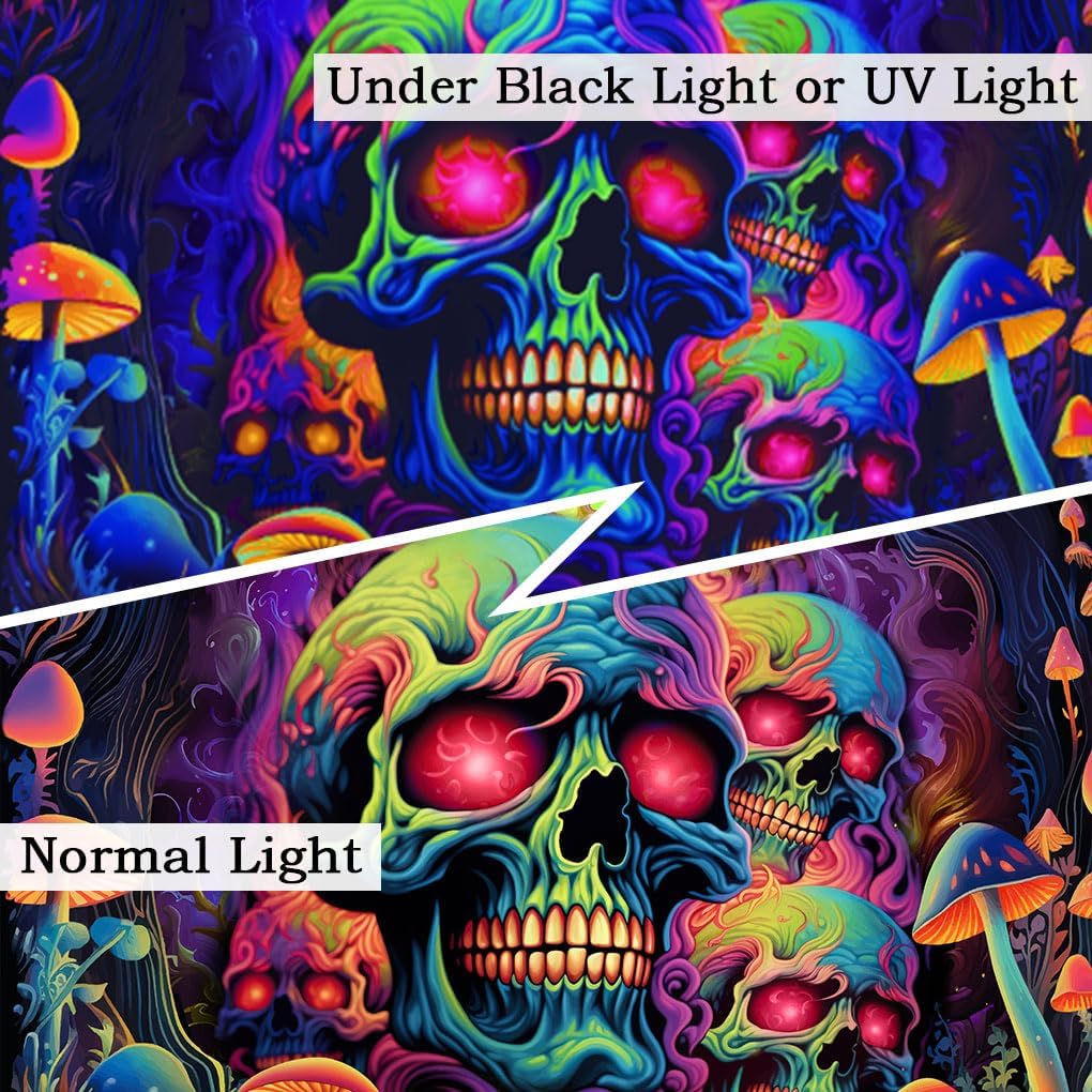 Xiaoput Skull Blacklight UV Reactive Skeleton Wall Tapestry for Bedroom, Living Room, Dorm Decor - 40x30IN
