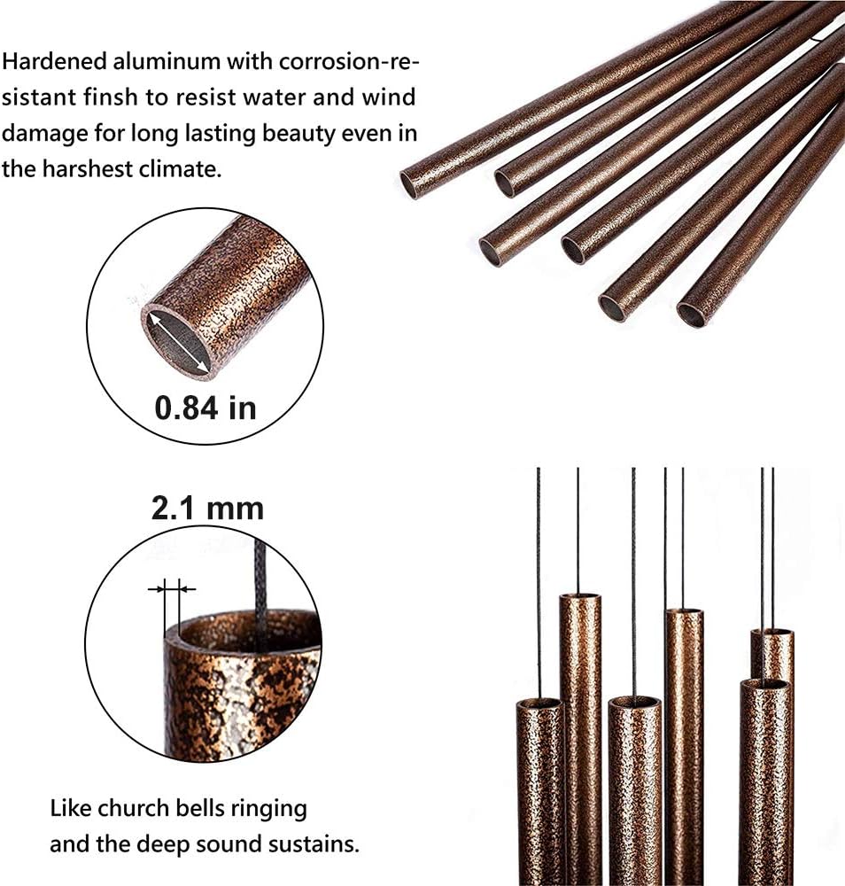 36 Inch Wind Chimes for Outside Deep Tone Sound Like Church Bell Memorial Christmas Copper Vein Thickness of Tube is 2.1mm Taiwan Made