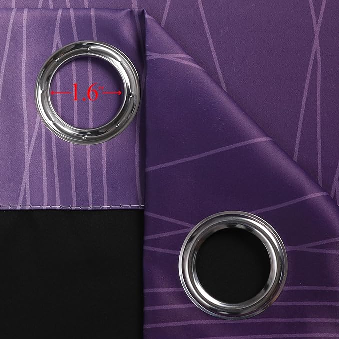 Estelar Textiler Black and Purple Ombre Blackout Curtains 45 Inch Length 2 Panels, Full Room Darkening Gradient Drapes for Kitchen, Thermal Insulated Grommet Short Curtains for Bathroom,52Wx45L