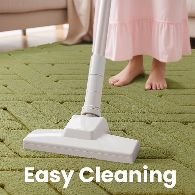 Macgace Ultra Soft Green Area Rug for Living Room, 5x7 Modern Geometric Shag Rugs with Nonslip Backing for Bedroom, Washable Fuzzy Carpet for Cozy Kids Room Nursery