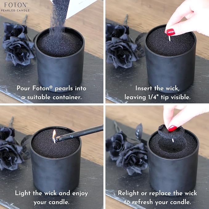 Foton Pearled Candle Colored 18 Oz - Slate Gray Unscented Non Toxic Luxury Long Lasting Powder Wax Sand Candles up to 120 Hours - Refillable Pearl Candle Sand with 30 Wicks for Candles Making