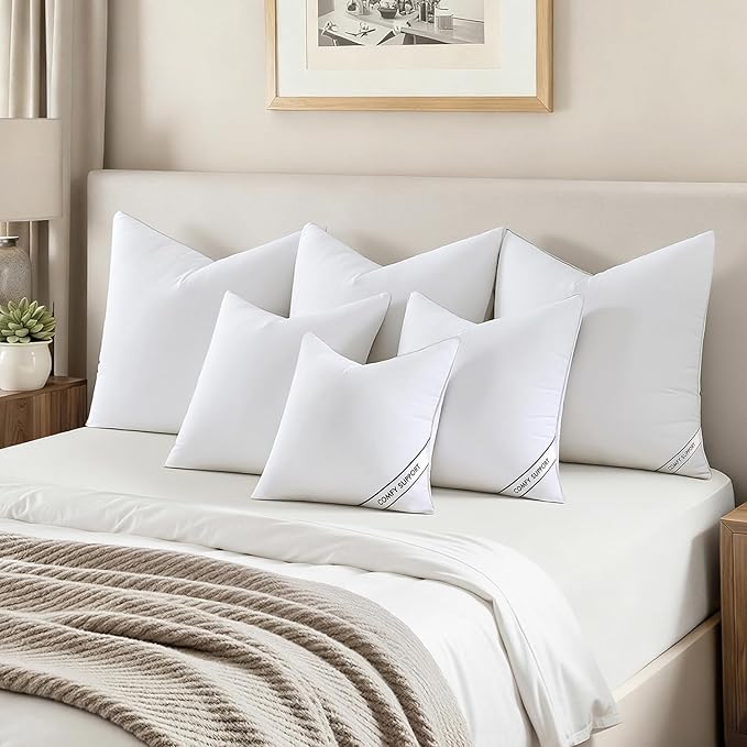 MIULEE 26x26 Inch Euro Pillows Inserts, Pack of 2 Down Alternative Virgin Filling Comfy Support Throw Pillows for Sofa Couch Bed
