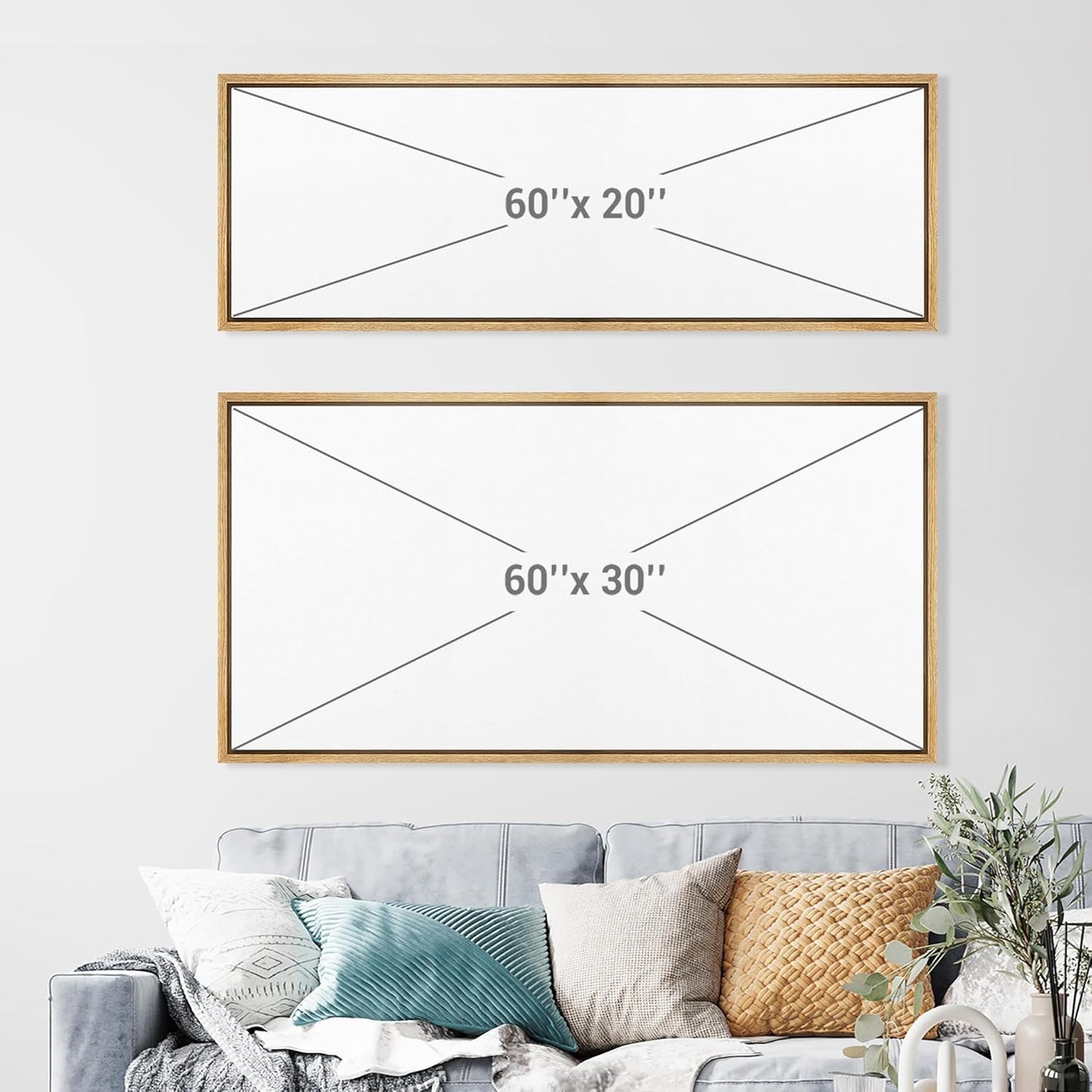 MUDECOR Extra Large Framed Canvas Print Wall Art Abstract Mountain Hues Modern Minimalist Landscape Antique Retro Fine Art Illustrations Decorative Colorful for Bedroom - 60"x30"