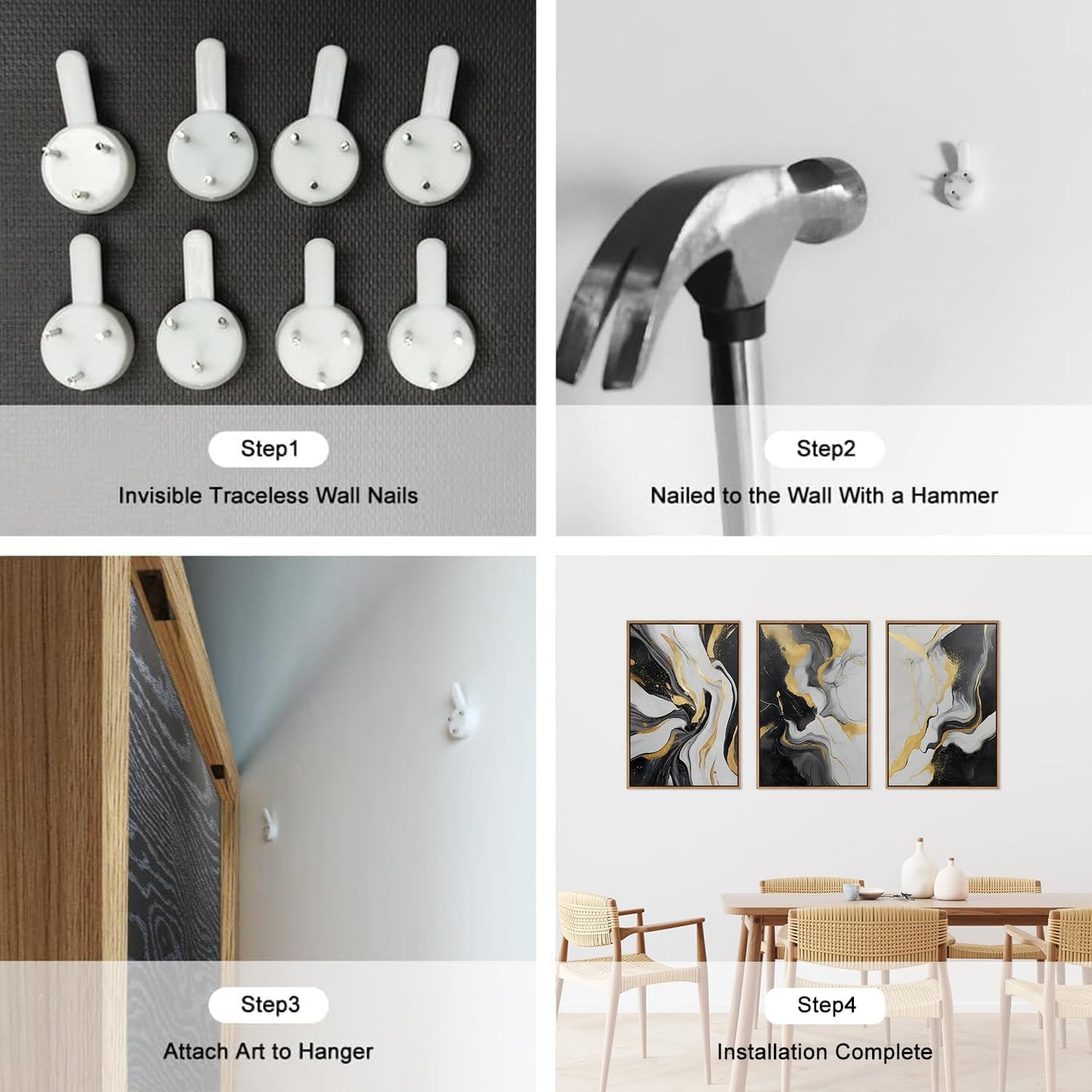 HLNIUC Abstract Gold and Black Framed Canvas Wall Art,Large Neutral Black and White Wall Decor Set of 3(16”x24”)Modern Gold Foil Framed Painting,Textured Marble Fluid Art Print for Living Room,Bedroom