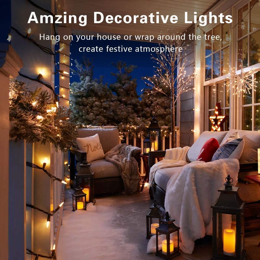 ODEETRONIC Clear Christmas Lights String, 21.63ft 100 Count Incandescent Brown Wire String Lights, UL Certified Outdoor Christmas Light, Connectable Indoor Tree Lights for Wedding Party, Warm White