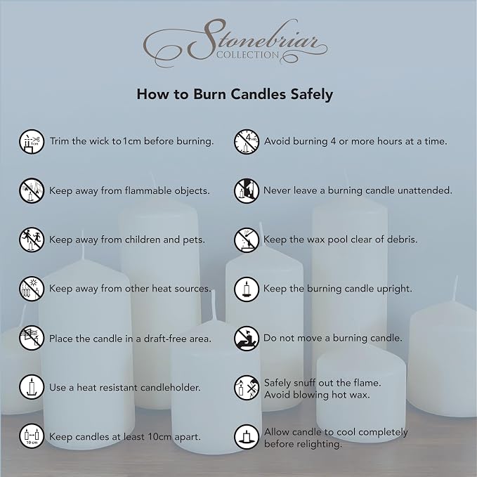 Stonebriar Unscented Pillar Candles – 80 Hour Burn Time, Long-Lasting Wax Candles for Weddings, Holidays, Home Décor & Special Events, Pack of 3, Ivory, 3" x 8"