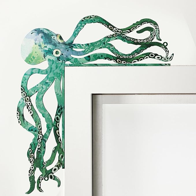FairySandy Metal Door Frame Decoration 11.81 x 10.43 Inches Octopus Themed Home Decor for Indoor Outdoor Door Window Home Office (Gothic Style)