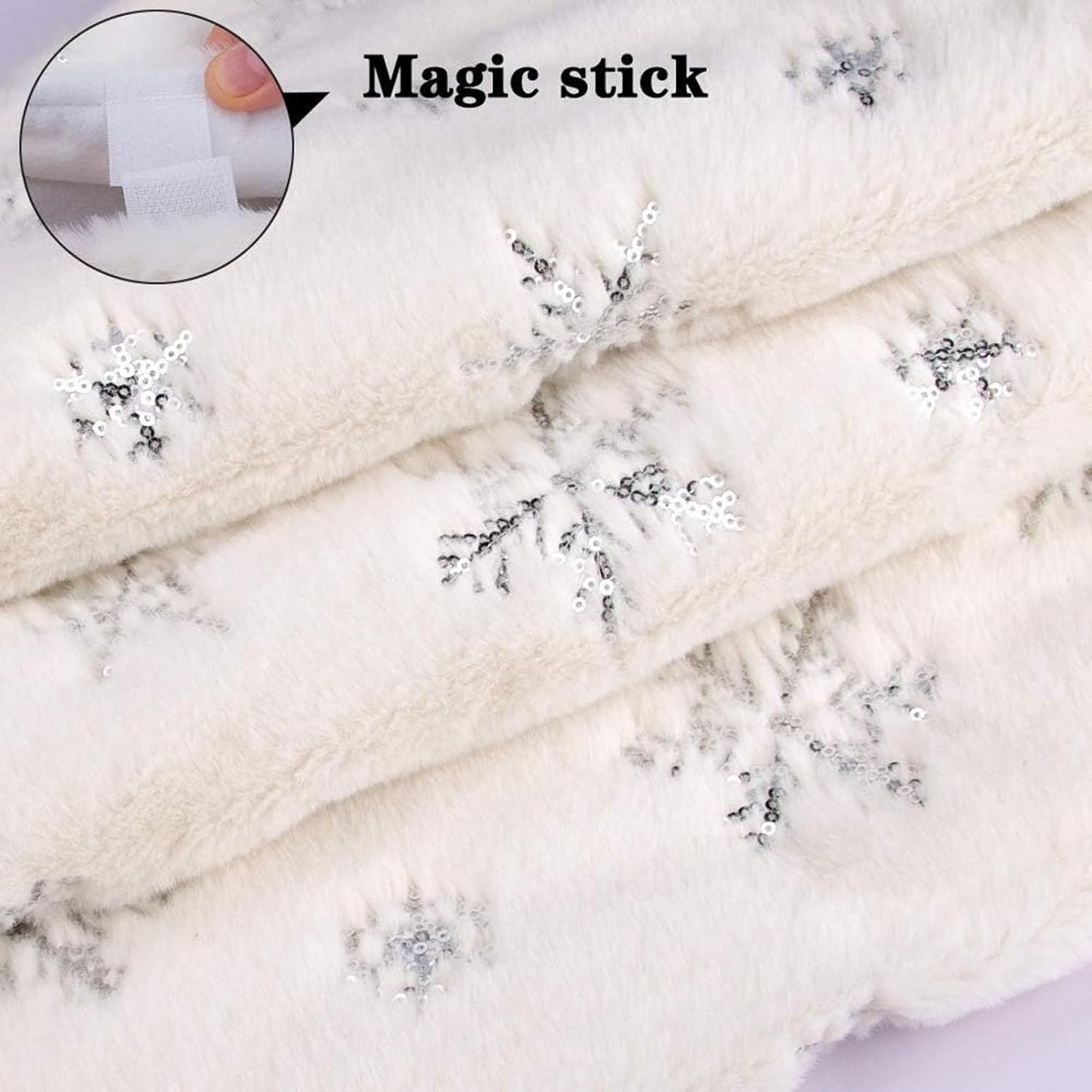 24inch White Christmas Tree Skirt Tree Carpet Blanket, Soft 2ft Xmas Christmas Tree Blanket with Silver Snowflake White Faux Fur Carpet for Christmas Holidays Decoration Party