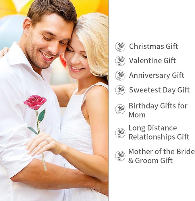 Ejoyous Mothers Day Rose Gift for Mom, 24K Gold Dipped Rose Real Golden Plated Forever Preserved Rose Flower with Crystal Stand for Valentine's Day, Christmas, Birthday,