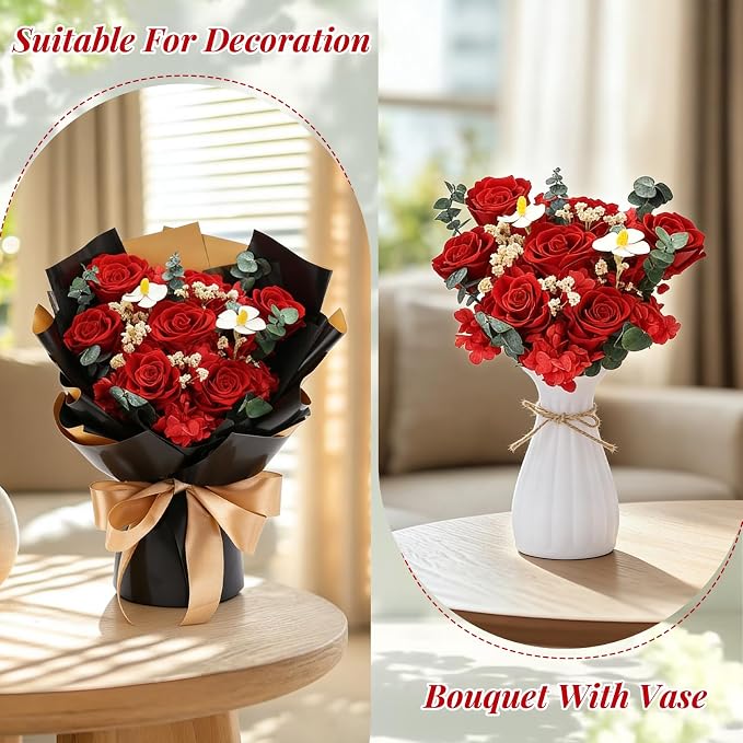 7 Preserved Red Rose Bouquet Eternal Flower Gift Set, Gift for her | Preserved Red Rose bouquet , Eternal flower Gift Set for her with romantic Girlfriend, Engagement, Mother’s, Birthday,