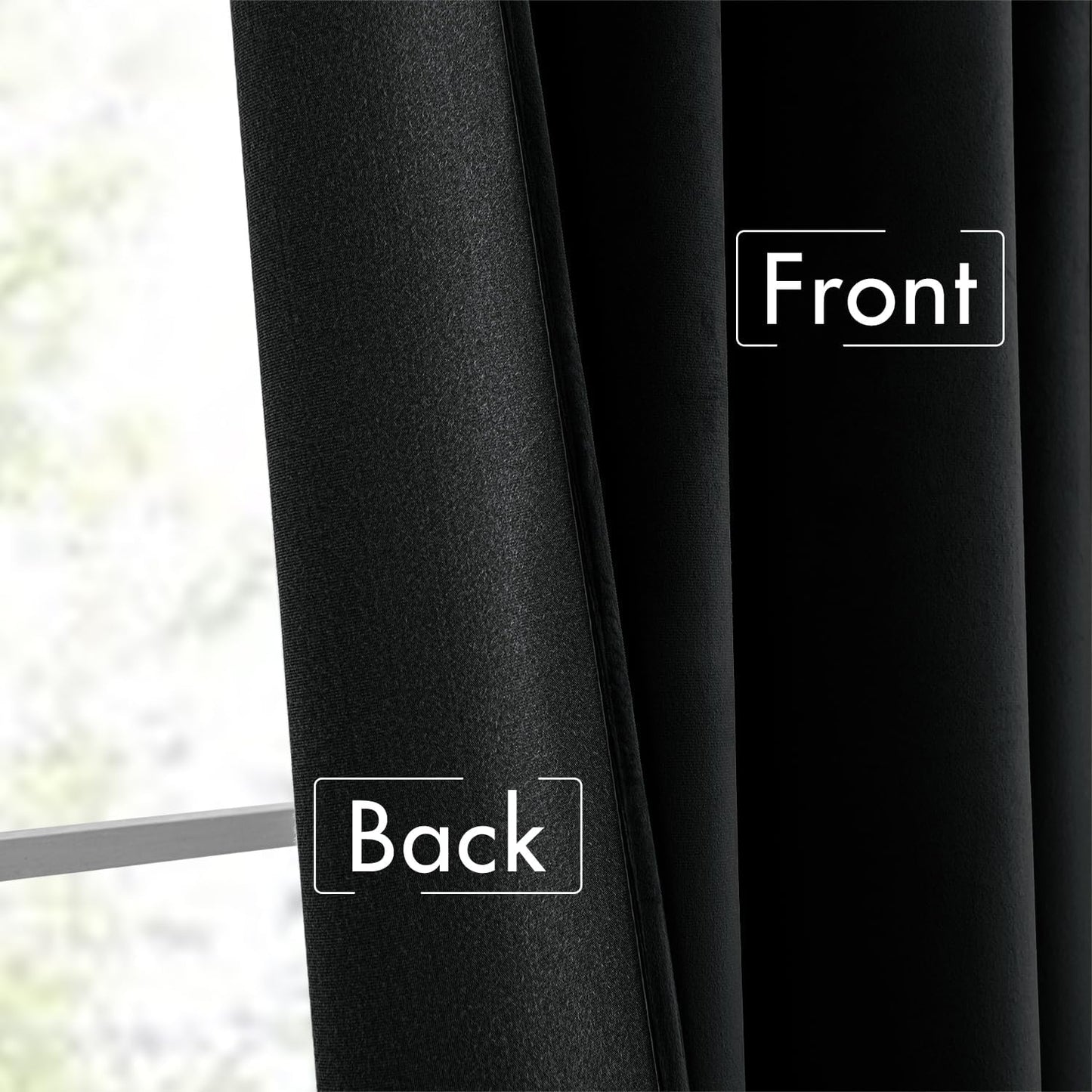 MIULEE Black Velvet Curtains 96 inches Long 2 Panels - Luxury Pinch Pleated Room Darkening Window Drapes for Bedroom Living Room Thermal Insulated Super Soft Blackout, Back Tab Rod Pocket