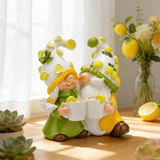 Lemon Gnome Decor Lemon Themed Gifts for Women Summer Gnomes Lemon Decorations for Home Kitchen Tiered Tray Table Ornaments Indoor