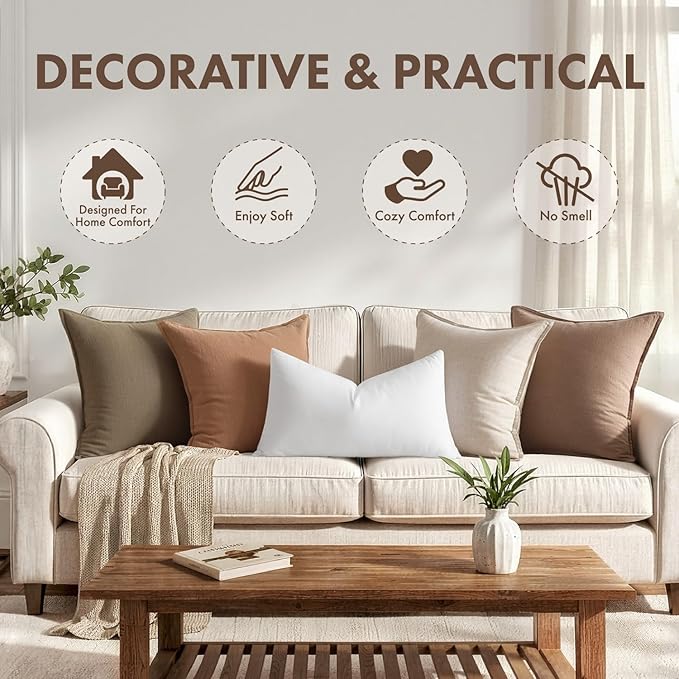 MIULEE 14x36 Synthetic Down Alternative Pillow Insert Decorative Throw Pillow 14 x 36 Inch Body Bed Sleeping Ultra Soft Fluffy Form for Sofa Couch Bed