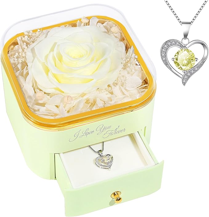 Beferr Mothers Day Forever Rose with Necklace for Mom Birthday Gifts Preserved Roses Eternal Flower for Delivery Fresh Flowers Gifts for Mother Wife Her Grandma Sister Daughter Girls Friends