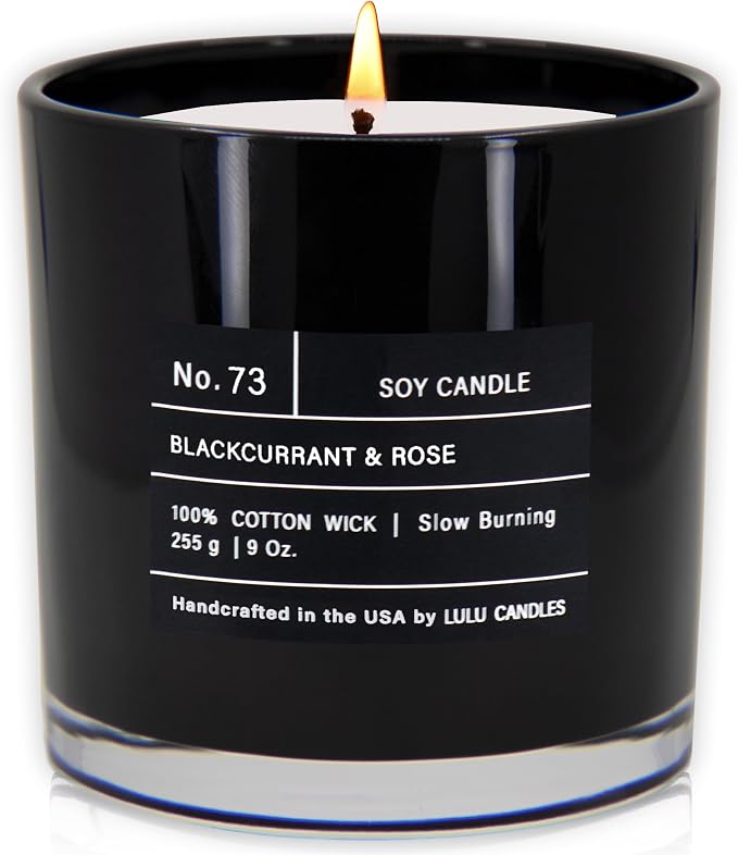 Lulu Candles | Blackcurrant & Rose | Smells Musky & Floral | Luxury Scented Soy Jar Candle | Hand Poured in The USA | Highly Scented Long Lasting (9 Oz.)