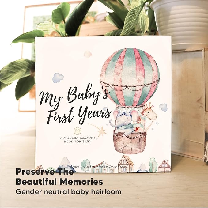 KeaBabies Baby Hand and Footprint Kit and First 5 Years Baby Memory Book Journal - Baby Footprint Kit, 90 Pages Hardcover First Year Keepsake Milestone Baby Book, Newborn Keepsake Frame