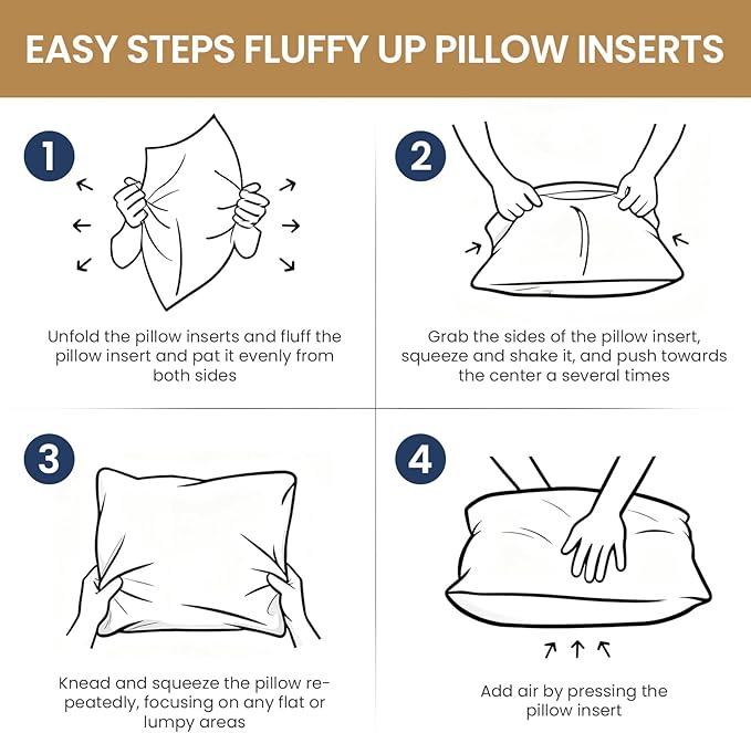 BHZ Throw Pillows 12x20 Euro Pillow Insert, Down Feather Alternative Pillow Inserts, Decorative Soft Large Square White Throw Pillows Insert for Couch Bed Dorm Sofa with Breathable Cover
