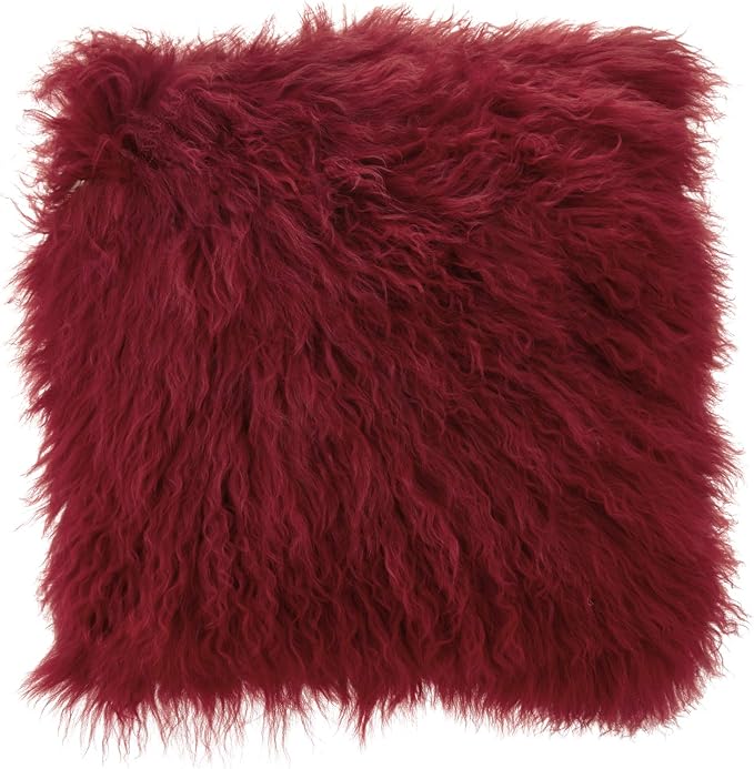 SARO LIFESTYLE Mongolian Lamb Fur Poly Filled Throw Pillow
