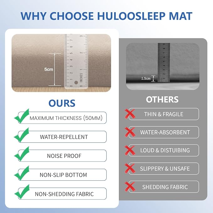 Huloo Sleep 2" Thick Extra Safety Baby Play Mat for Floor,Ultra Soft Elasti-Foam 50x50 Playpen Mat for Toddlers Infant Kids,Non-Slip Backing Safe for Crawling&Tummy Time,Tatami Style (Beige)
