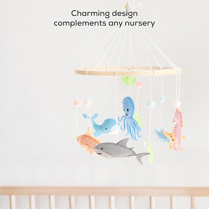 First Landings Baby Mobile for Crib - Animal Nursery Mobiles - Gender Neutral Baby Nursery Decor - Ocean Creatures