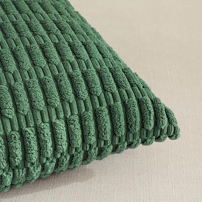 Fancy Homi 4 Packs Decorative Throw Pillow Covers for Living Room Couch Bed, Modern Farmhouse Boho Home Décor Accent Cushion Case, 18" x 18" (Pack of 4), Green