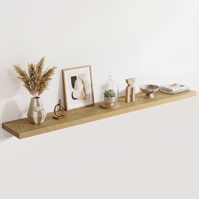 Acovy 10" Extra Deep Floating Shelves for Wall, 72" Long Wood Wall Shelves Set of 1 for Bathroom Bedroom Kitchen Living Room Laundry Room, Modern Floating Shelf for Home Decor