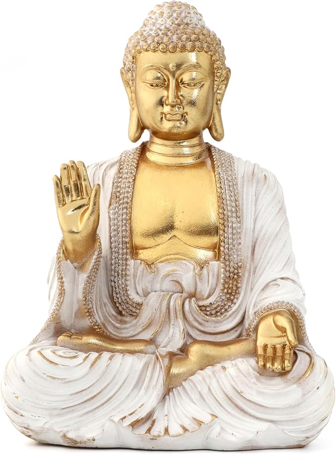 Buddha Statue Gold 9.8",Buddha Statues for Zen Decor Spiritual Relaxation,Meditation or Shrine- Decor -Buda– Indoor Buddha Gift for Living Room Table Office Home Decor