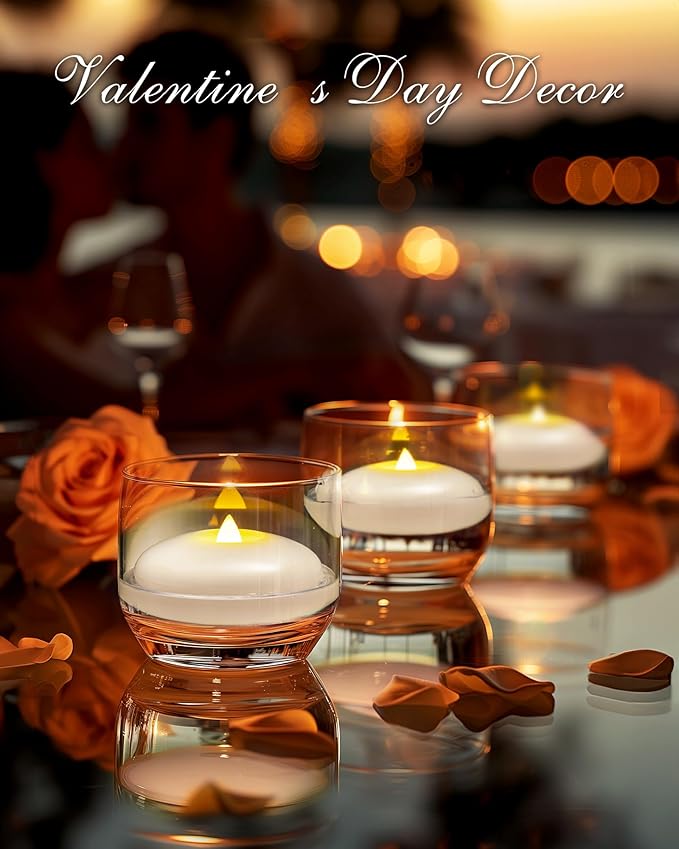 Homemory 24 Pack 3” Flameless Led Floating Candles, 200 Hour White Battery Operate Waterproof Tealights for Cylinder Vases, Centerpieces at Wedding Decor, Party, Pool