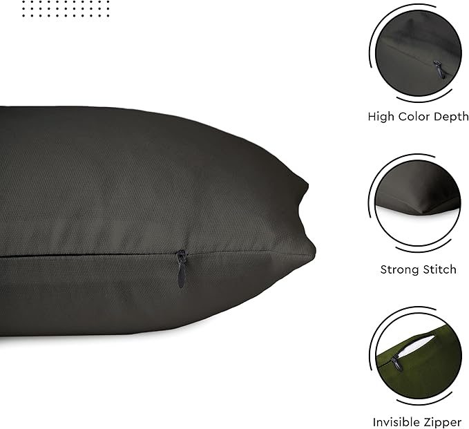 Encasa XO Throw Pillow Covers 18x18 in Set of 4 Grey Combo | No Inserts | Cotton Pillow Covers for Living Room, Bed, Sofa, Couch | Decorative Cushion Covers with Improved Zipper