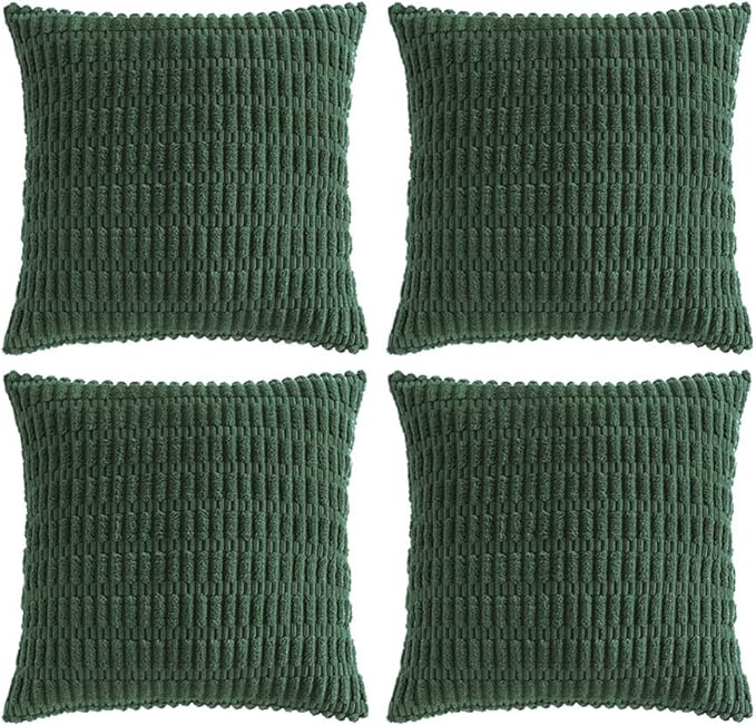 Fancy Homi 4 Packs Decorative Throw Pillow Covers for Living Room Couch Bed, Modern Farmhouse Boho Home Décor Accent Cushion Case, 16" x 16" (Pack of 4), Dark Green