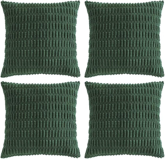 Fancy Homi 4 Packs Decorative Throw Pillow Covers for Living Room Couch Bed, Modern Farmhouse Boho Home Décor Accent Cushion Case, 24" x 24" (Pack of 4), Dark Green