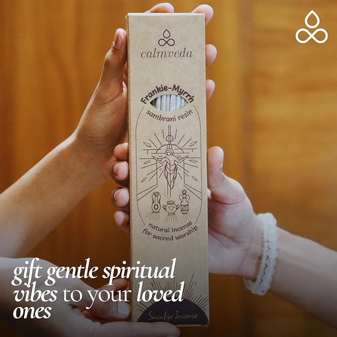 Organic Frankincense Resin Incense Sticks - (24+ Smudge Incense, 9 Inches) Thick Church Incense for Catholic Worship with Frankincense & Myrrh Resin (Loban Olibanum Incense)