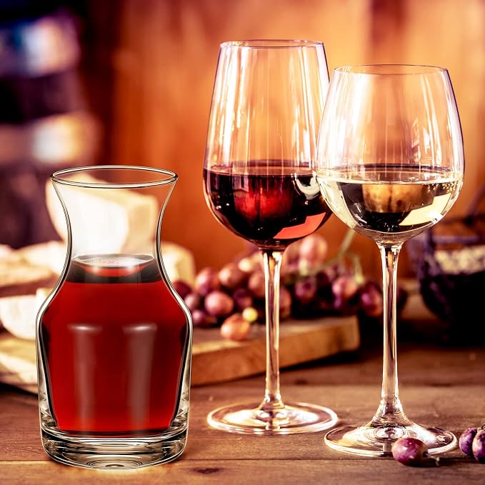 Remagr 6 Pack Single Serving Wine Carafe Glass Small Mini Carafe Individual Wine Refill Decanter for Dinner Parties Tastings Bars Restaurants (7.7 oz)