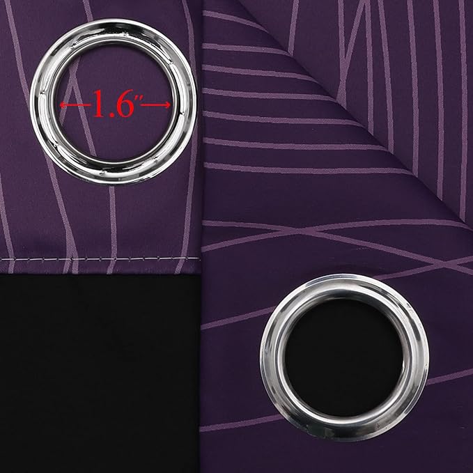 Estelar Textiler Purple and Greyish White Blackout Curtains 45 Inch Length, Light Blocking Gradient Drapes for Kitchen, Thermal Insulated Grommet Ombre Curtains for Bathroom,52Wx45L,2 Panels