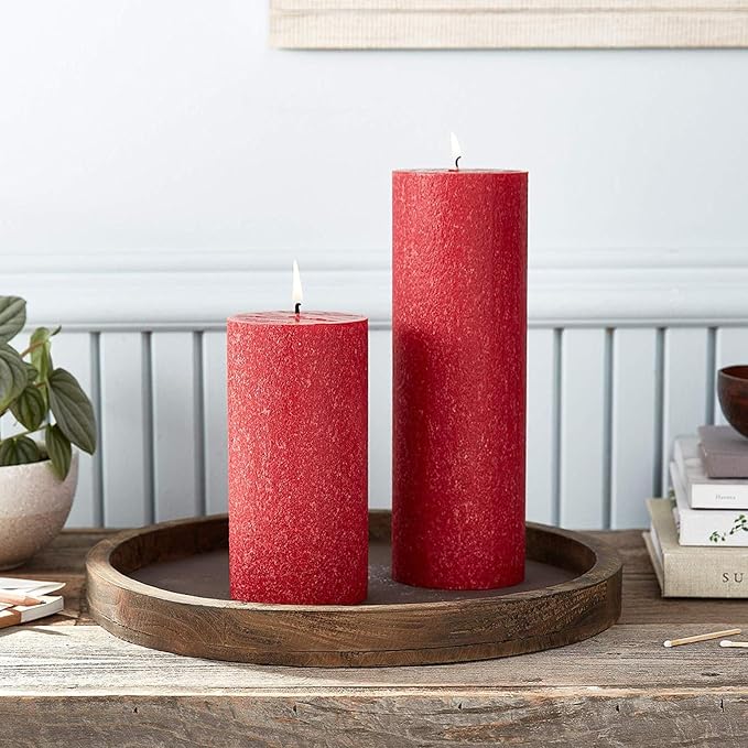 Root Candles Unscented Candles Premium Beeswax Blend Pillar Candle, 3 x 6-Inches, Red