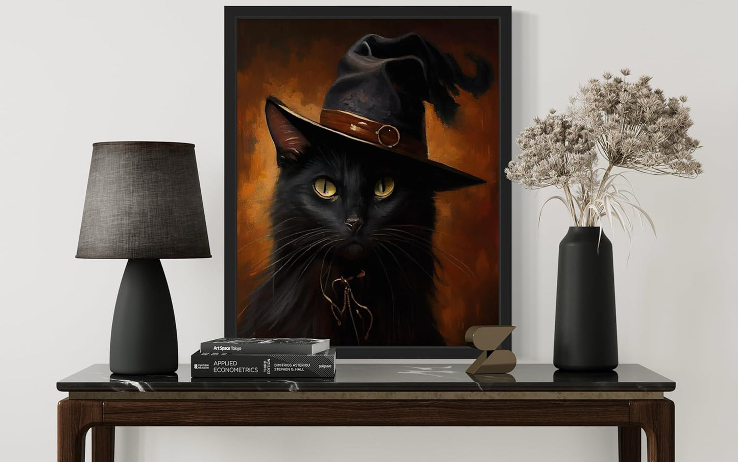 Witch Cat Poster Art Print, Halloween Scary Vintage Wall Art Academia Spooky Painting Decoration for Horror Prints, Gothic Posters Bedroom Decor 89 (Witch Cat, 11 x 14 inches, Unframed)