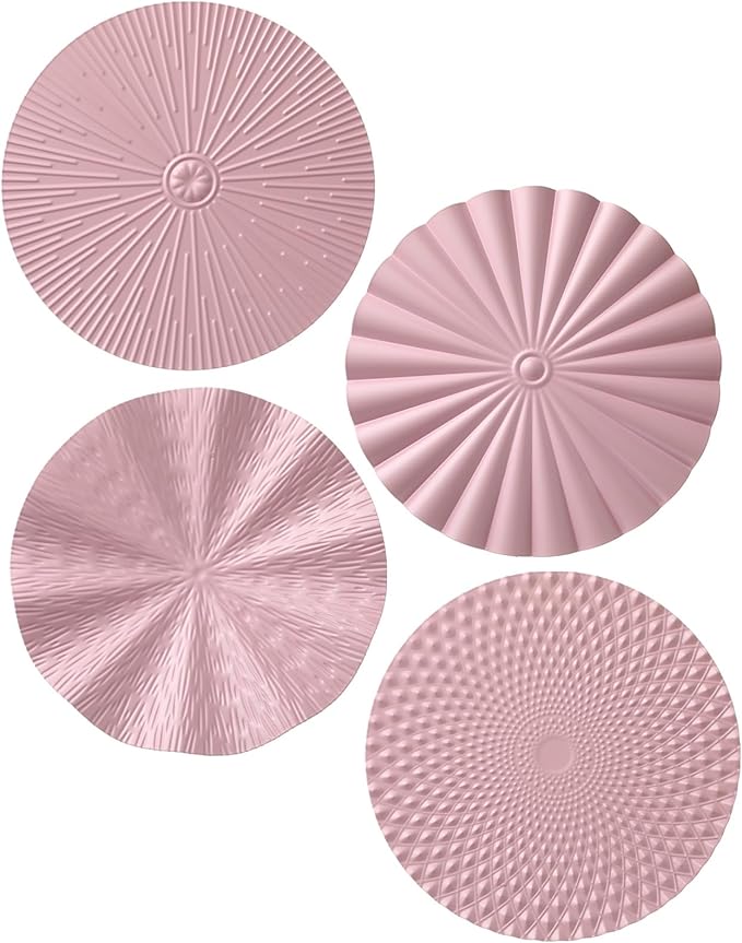 Hicarer 4 Pcs 12 Inch Metal Wall Art Decor Sunburst Hanging Metal Artwork Decor Wall Art Decorations for Home Living Room Office Gift for Christmas (Pink)