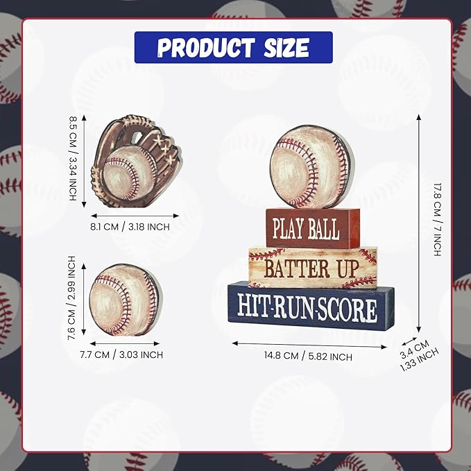 Smile Wooden Indoor Decor Baseball Block Sign - "Take Me Out to the Ball Game" Stacked Decor for Home & Sports Fans