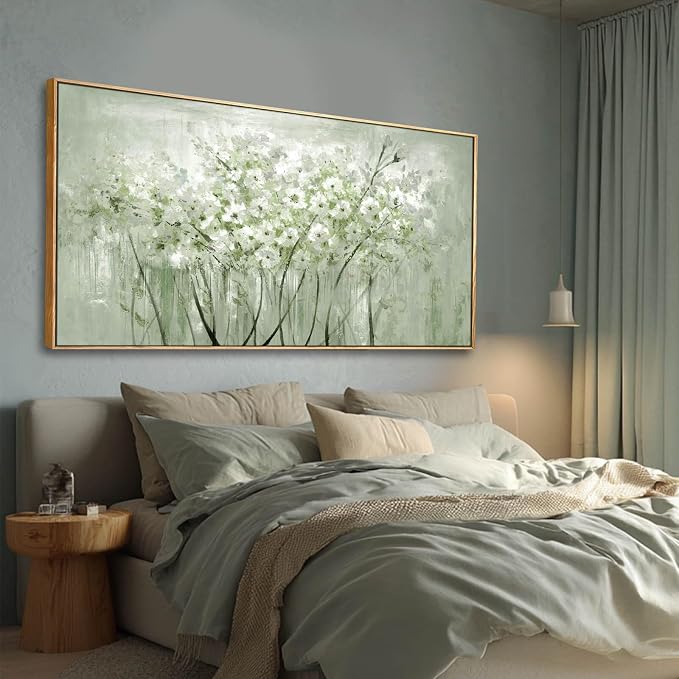 Framed Floral Wall Art Green botanical Canvas 24"x48" Artwork plant print Nature Wall Decor for Home Living Room Bedroom Kitchen Office